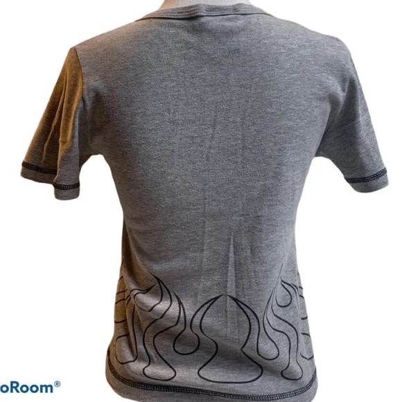 Bikers Image Tee Ride Free Women Large Gray Crop T Shirt Flames Short Sleeve - Picture 7 of 12